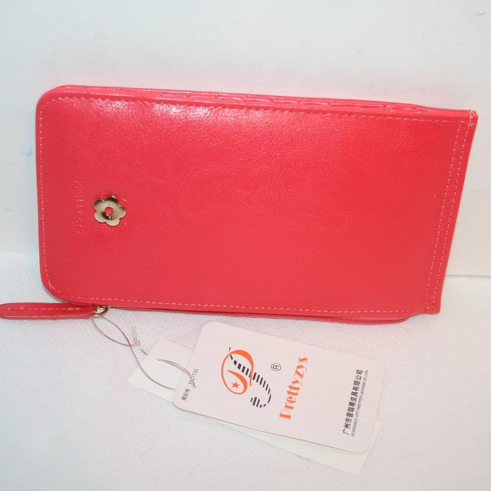 Prettyzys Snap Closure Credit Card Samon/Pink PU Leather Womens Wallet